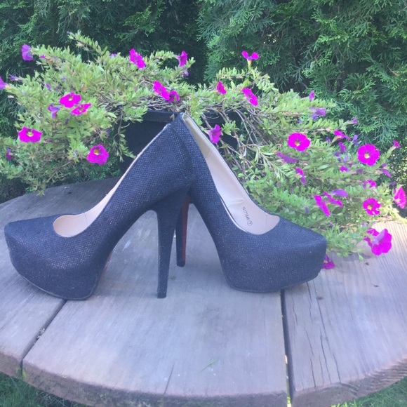 A.CO Black Sparkly stiletto Heels Shoes Size 7 - Picture 6 of 12